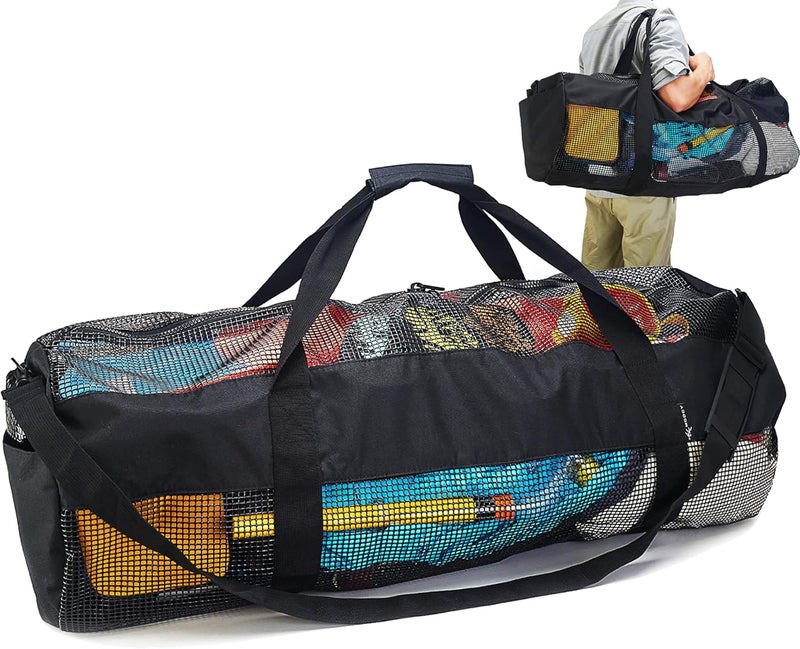 MOOCY Mesh Duffel Bag, XL Heavy Duty Beach Totes with Side Pockets and Zipper for Dive, Scuba, Diving, Snorkeling Storage | Workout, Gym, Wrestling Bag - Image 1